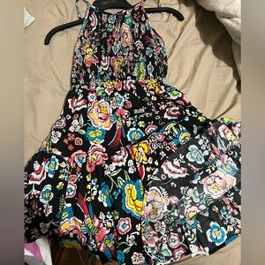 Floral Black Sleeveless Dress